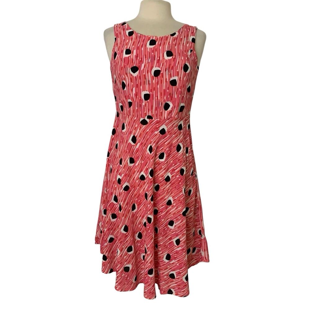 Mister Zimi Fit & Flare Dress Size 10 Pink Abstract Flamingo Print Sleeveless